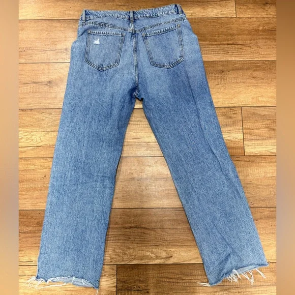 Garage 90s Straight Leg Jeans Size 13 Juniors Distressed High Rise Light Wash - Picture 4 of 5